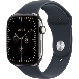 Apple Watch Series 12 GPS + Cellular 42mm Natural Titanium Case with Navy Blue Sport Band - S/M