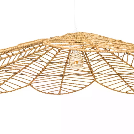 Φωτιστικό Οροφής Μονόφωτο Spitishop από Σχοινί 98x98x15 cm - Μπεζ image 2