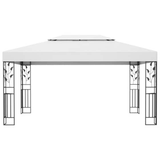 Κιόσκι Vidaxl Ατσάλινο με Διπλή Οροφή και Φωτάκια 3x4m - Λευκό image 3