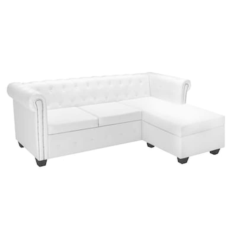 VIDAXL Γωνιακός Καναπές VidaXL Chesterfield 200x140cm - Λευκό