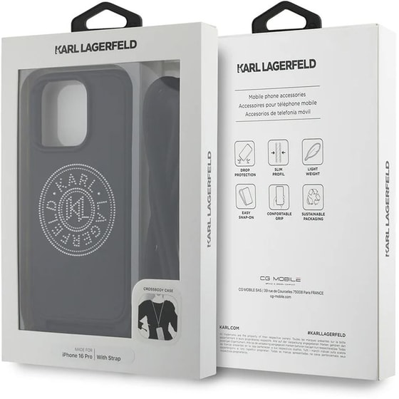 Θήκη Apple iphone 16 Pro Max - Karl Lagerfeld 3D Round Logo Crossbody - Μαύρο image 6