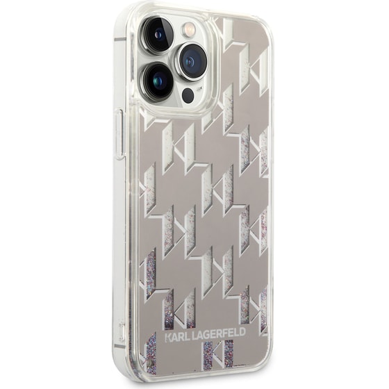 Karl Lagerfeld Monogram Liquid Glitter Case Θήκη Προστασίας Από Σιλικόνη – Iphone 14 Pro Max (ασημί – Klhcp14xlmnms) image 1