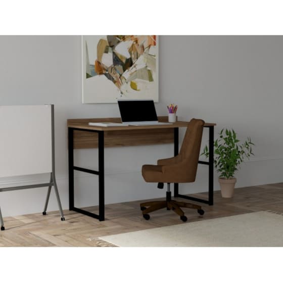 Γραφείο Μελέτης 24Mall Lettera από Μοριοσανίδα 120x60x75cm - Καφέ/Μαύρο image 1
