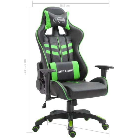 Gaming Καρέκλα VidaXL από Τεχνητό Δέρμα - Μαύρη/Πράσινη image 8