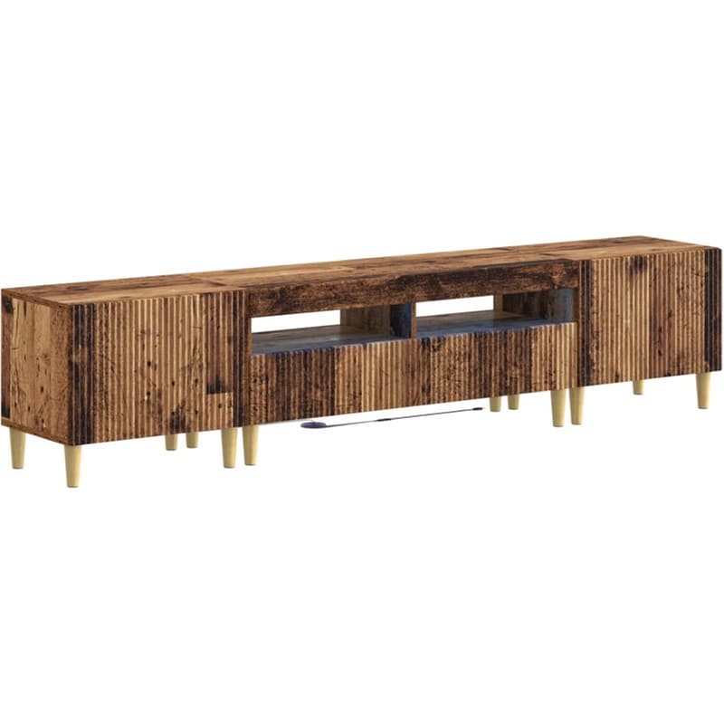 Έπιπλο Τηλεόρασης VidaXL ARNHEM με LED 3 τμχ 198 x 35 x 43 cm - Παλαιωμένο Ξύλο