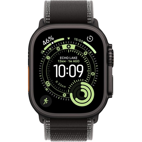 Apple Watch Ultra 3 GPS + Cellular 49mm Black Titanium Case with Black/Charcoal Trail Loop - S/M image 1