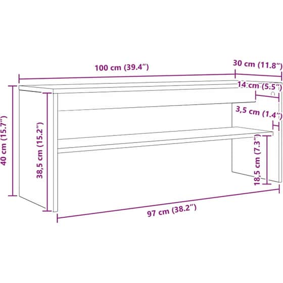 Έπιπλο Τηλεόρασης VidaXL 100 x 30 x 40 cm - Παλαιωμένο Ξύλο image 9