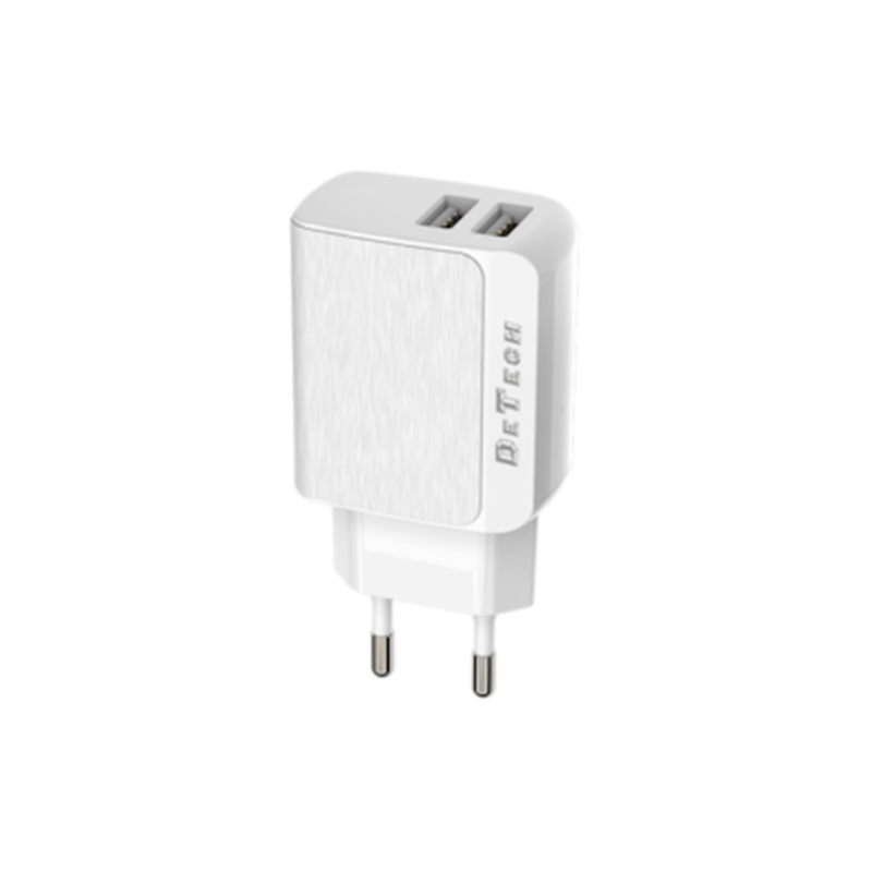 DETECH Φορτιστής Πρίζας Detech De-09 2x Usb 2.4Α - White