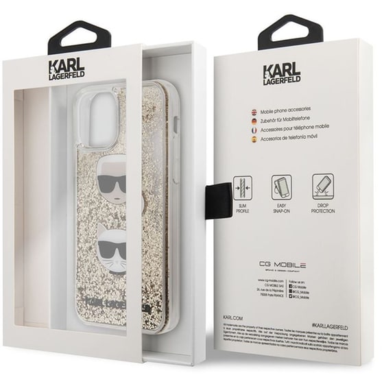 Θήκη Apple iPhone 11 - Karl Lagerfeld Liquid Glitter Case 2 Heads - Black/Glitter Gold image 1