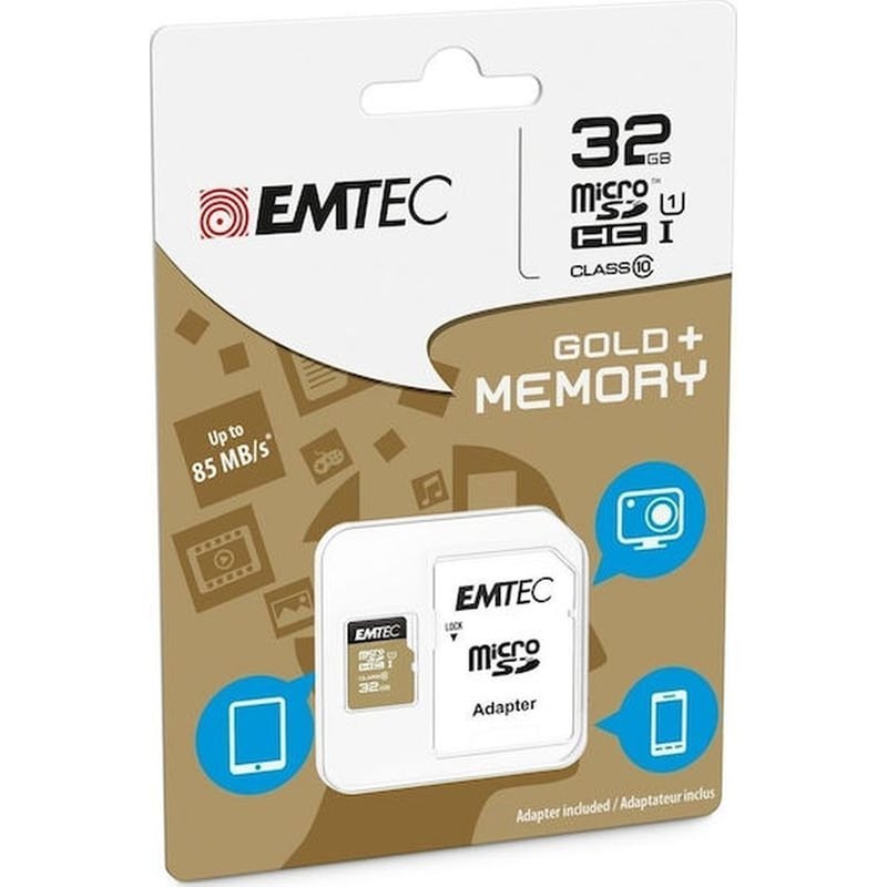 EMTEC Κάρτα Μνήμης Emtec MicroSDHC +adapter Cl10 U1 V10 UHS-I 32GB