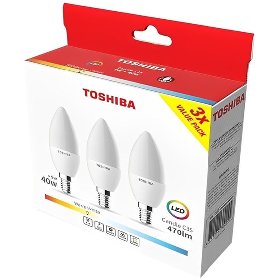 Λάμπες LED Toshiba C35 E14 5W 3000K 3Τμχ - Θερμό Λευκό image 1
