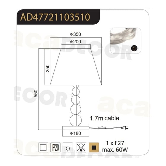 Πορτατίφ Aca Olivia Ad477211 Μεταλλικό 35x35x55 cm - Ασημί/Λευκό image 1