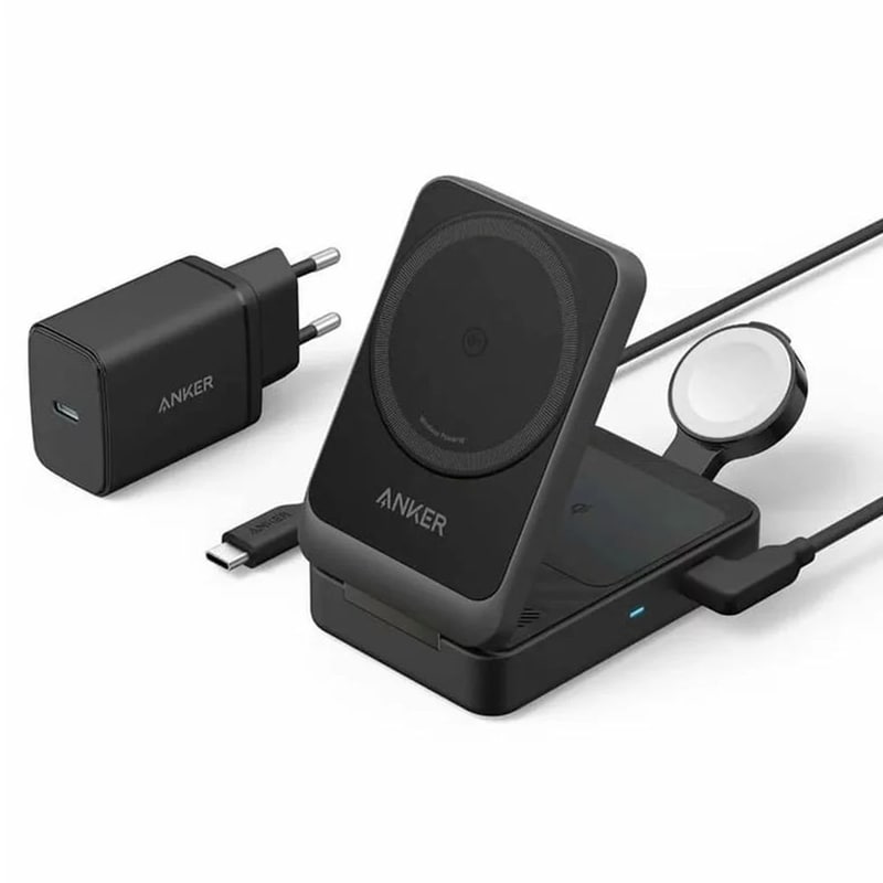 Ασύρματος Φορτιστής Anker MagGo 3-in-1 Charging Station 15W - Black