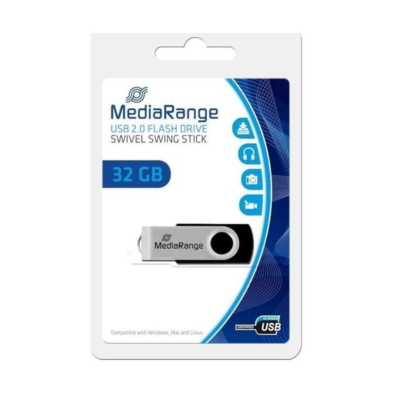 MediaRange MR911 32GB USB 2.0 Μαύρο/Ασημί image 3