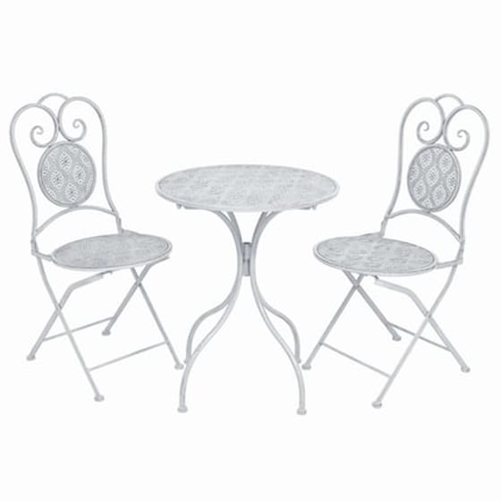 Vidaxl Σετ Επίπλων Bistro 3 Τεμαχίων Γκριζωπό Λευκό Ατσάλινο image 1
