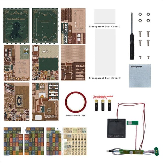 DIY 3D Puzzle Book Nook Kit Βιβλιοστάτης - Violin Detective Agency image 4