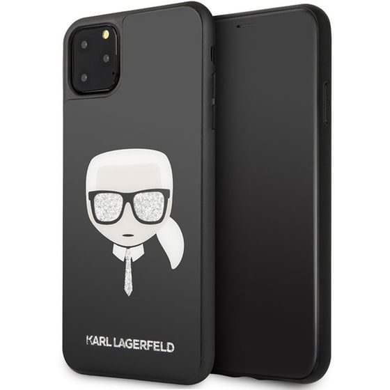Θήκη Apple iPhone 11 Pro Max - Karl Lagerfeld Iconic Glitter Karl`s Head - Μαύρο image 0