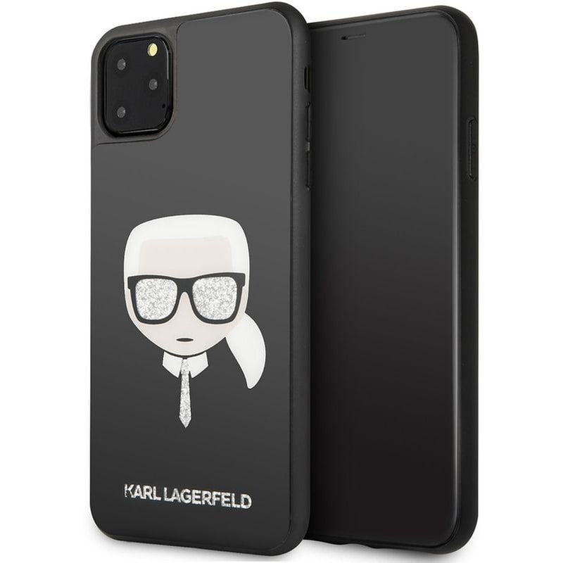 KARL LAGERFELD Θήκη Apple iPhone 11 Pro Max - Karl Lagerfeld Iconic Glitter Karl`s Head - Μαύρο