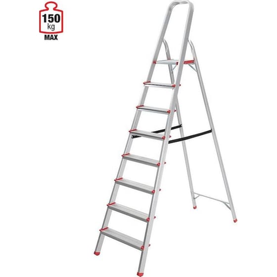 Vesta Σκάλα Aλουμινίου 7+1 Σκαλιά 52x138.5x205cm Αντοχής 150kg Βάρους 4.8kg με Ιμάντα image 1