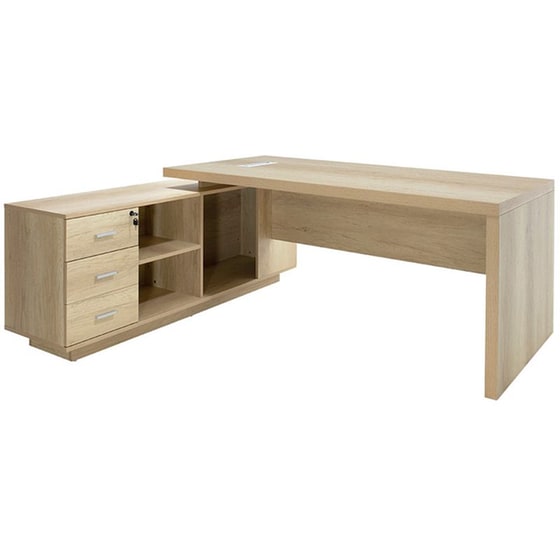 Γραφείο Γωνιακό Pakoworld Minimal Επαγγελματικό με Αριστερή Γωνία 200x170x75 cm - Μπεζ image 3