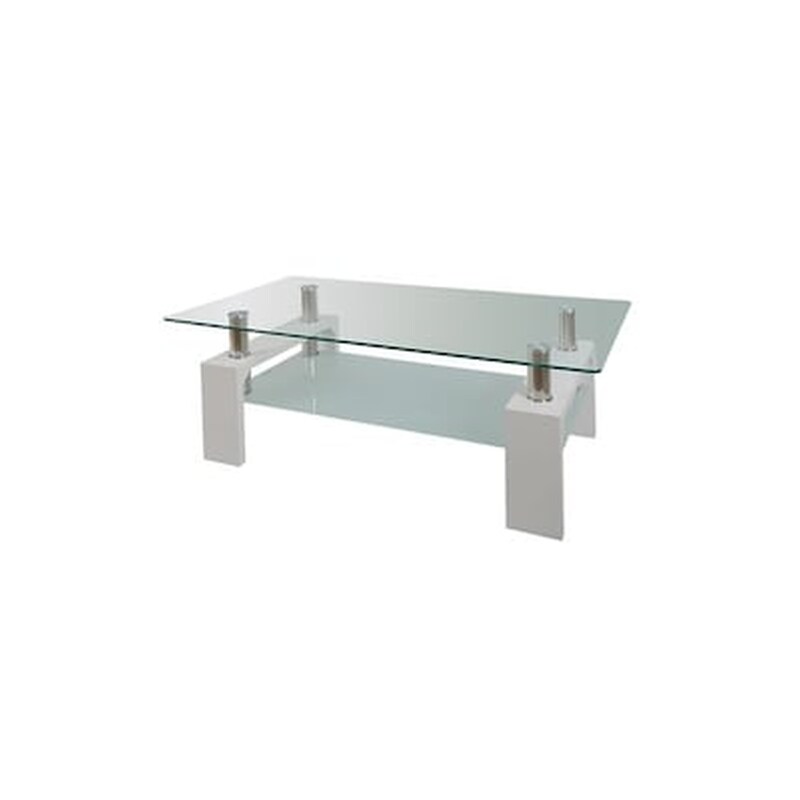 Τραπεζάκι Σαλονιού Woodwell από Γυαλί C35991 110x60x45cm - Λευκό