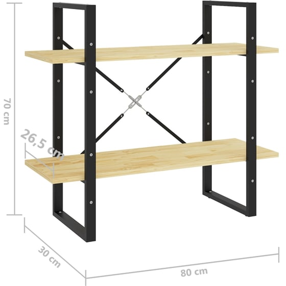 Βιβλιοθήκη VidaXL από Ξύλο 80x30x70cm - Μπεζ/Μαύρο image 6