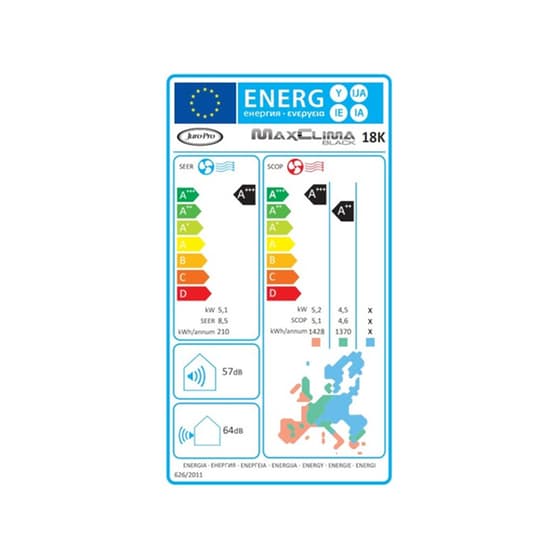 JURO-PRO MaxClima Black 18.000 BTU A+++/A+++ με WiFi Κλιματιστικό Inverter image 5