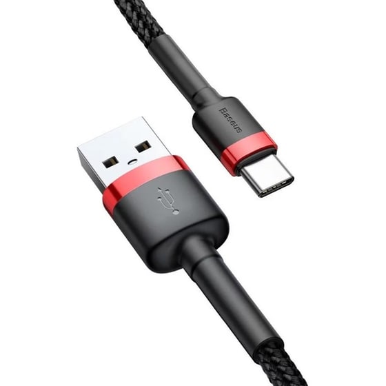 Καλώδιο δεδομένων Baseus Cafule Durable Nylon Braided Usb to Usb-C 2m - Black/Red image 3