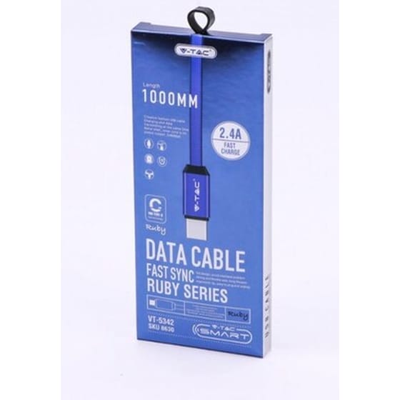 Καλώδιο δεδομένων V-tac Ruby Series Usb to Usb-C 1m - Black image 1
