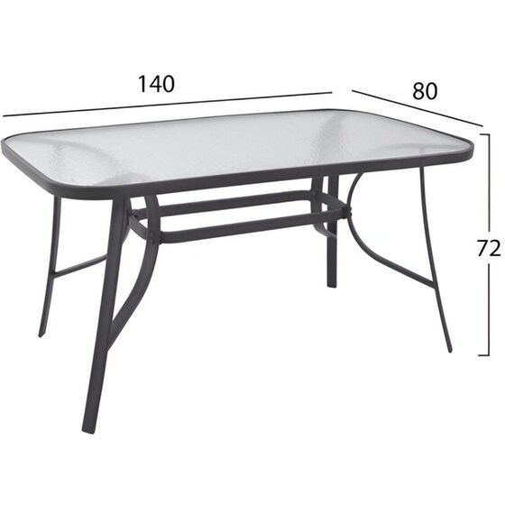 Τραπέζι Εξωτερικού Χώρου Homemarkt από Μέταλλο 140x80x72cm - Διάφανο/Μαύρο image 4