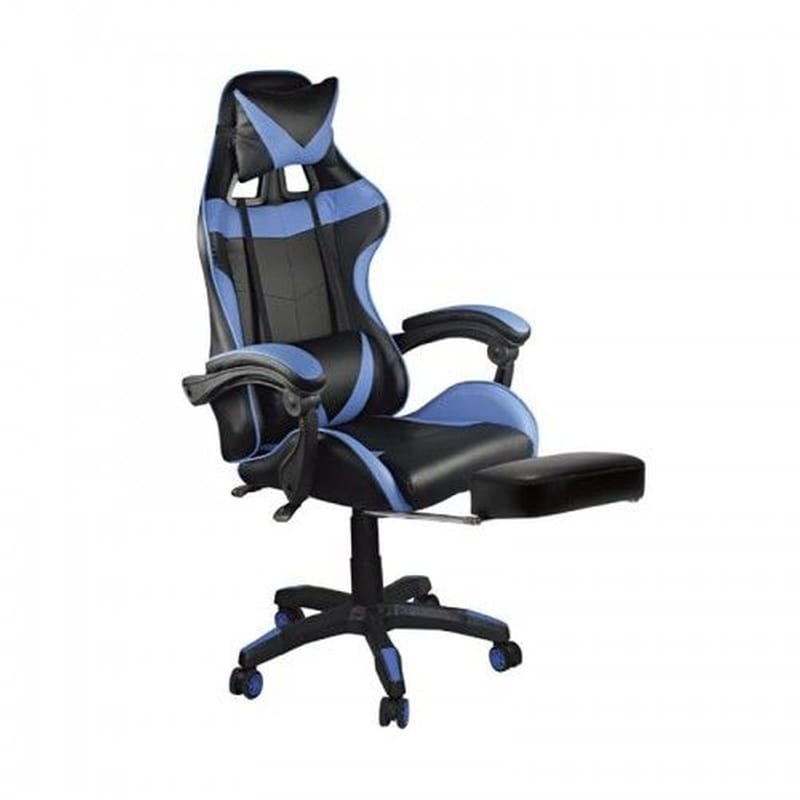 Καρέκλα Gaming 24MALL C532208 με Υποπόδιο - Μαύρο Μπλε