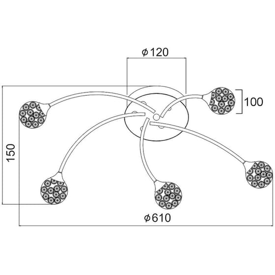 Φωτιστικό Οροφής Πολύφωτο Aca Skylar Ad2012005c Μεταλλικό - Ασημί image 1