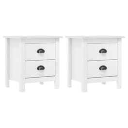 Κομοδίνο Vidaxl Από Μασίφ Ξύλο Πεύκου 2τμχ 46x35x49.5 cm - Λευκό