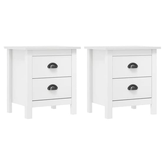 Κομοδίνο Vidaxl Από Μασίφ Ξύλο Πεύκου 2τμχ 46x35x49.5 cm - Λευκό image 0
