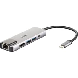 D-Link DUB-M520 USB Hub 5 σε 1 USB-C - Ασημί