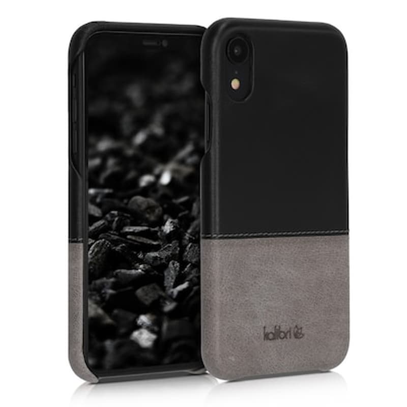 KALIBRI Θήκη Apple iPhone XR - Kalibri Leather Case - Black/Grey