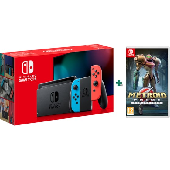 Nintendo Switch 2019 Neon Blue/Neon Red & Metroid Prime Remastered image 0