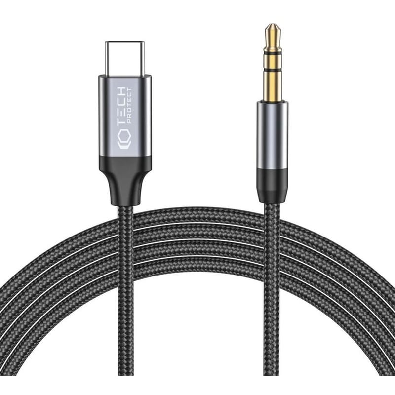 TECH-PROTECT Καλώδιο Tech-Protect Ultraboost Cable USB-C (male) Σε Aux Mini Jack 3.5mm (male) 100cm - Μαύρο