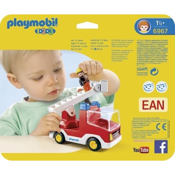 PLAYMOBIL® 1·2·3 Πυροσβέστης με Κλιμακοφόρο Όχημα (6967) image 3