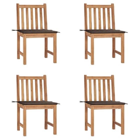 Vidaxl Καρέκλες Κήπου 4 Τεμαχίων Από Μασίφ Ξύλο Teak Με Μαξιλάρια image 1