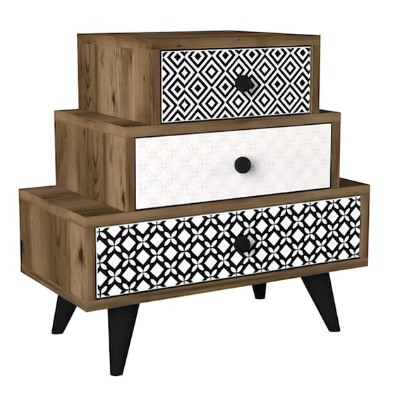 Κομοδίνο Welhome Από Μελαμίνη Με Σχέδιο 60x30x57 cm - Καρυδί image 0