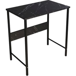 Γραφείο Βοηθητικό ArteLibre Jenski από Μοριοσανίδα και Μέταλλο 74x72x45cm - Μαύρο με Όψη Μαρμάρου