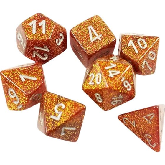 Σετ Ζάρια - 7 Dice Set Glitter Gold With Silver Chessex image 1