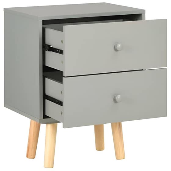 Κομοδίνο Vidaxl Από Mdf Και Μασίφ Ξύλο Πεύκου 2τμχ  40x30x50 cm - Γκρι image 1
