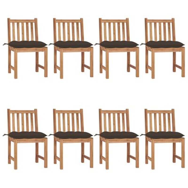 Vidaxl Καρέκλες Κήπου 8 Τεμάχια Από Μασίφ Ξύλο Teak Με Μαξιλάρια