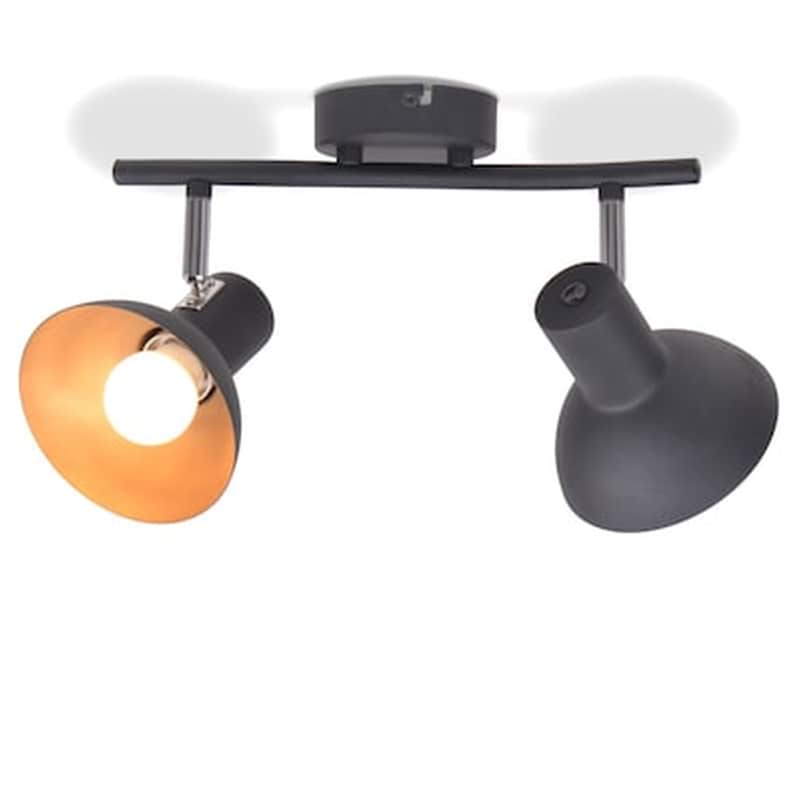 Vidaxl Φωτιστικό Οροφής Ράγα Για 2 Λαμπτήρες E27 Μαύρο / Χρυσαφί VIDAXL