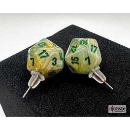 Καρφωτά Σκουλαρίκια Chessex Marble Green Mini-poly D20 - Πολύχρωμα