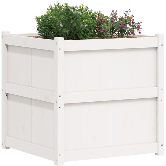 Ζαρντινιέρα VidaXL από Μασίφ Ξύλο Πεύκου 70x70cm - Λευκό image 1