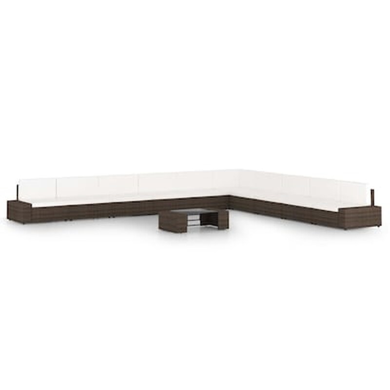 Vidaxl Σαλόνι Κήπου 11 Τεμαχίων Καφέ Από Συνθετικό Ρατάν Με Μαξιλάρια