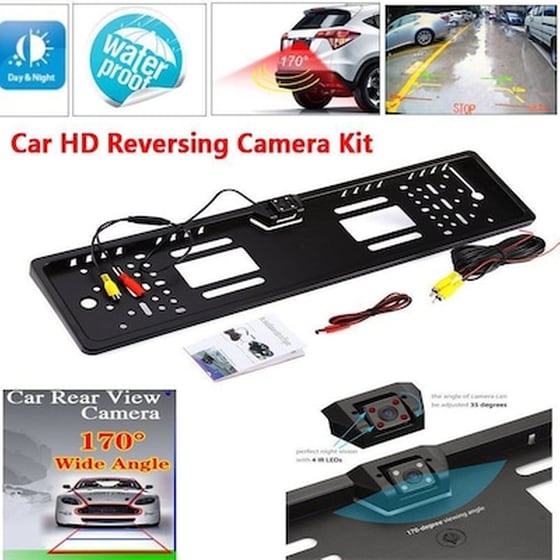 170° Hd Waterproof Car Rear View Reversing Camera Backup Plate Night Vision Parking Ir Led image 0